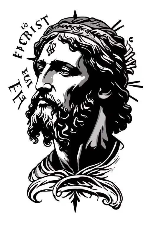 Jesus Christ Face Words Written Across