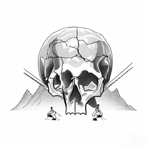 A Lawyer Holding A Skull While Skiing Down A Mountain