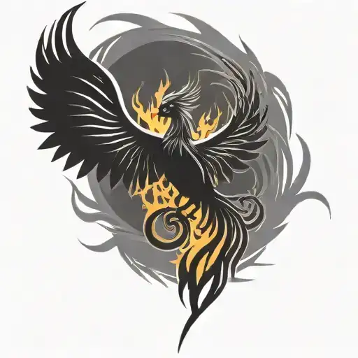 Phoenix Silhouette And Flames