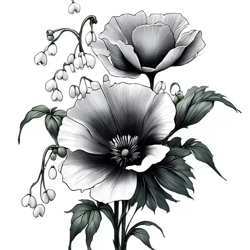 Fine Line Lilly Of The Valley And Poppies