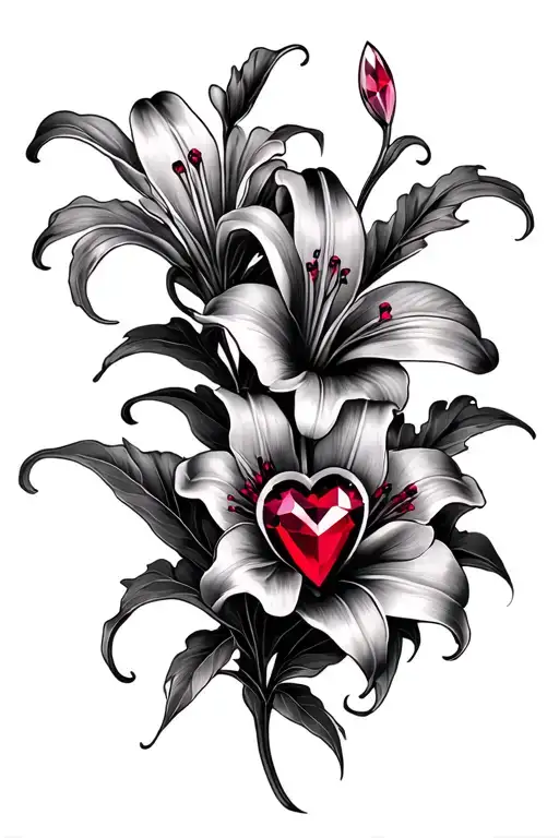 Lillies And Ruby Heart Diamond