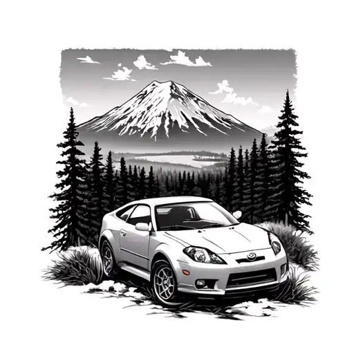 Toyota Celica 2006 Forest And Mount Rainier Background