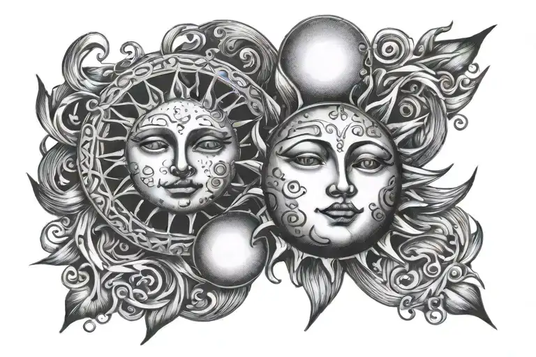 Moon And Sun And Planet