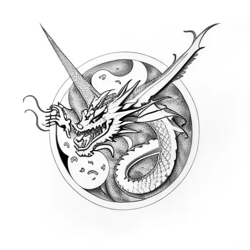 Dragon With Full Moon