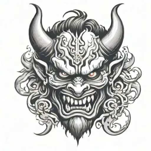 Demon Oni Mask Split In Half