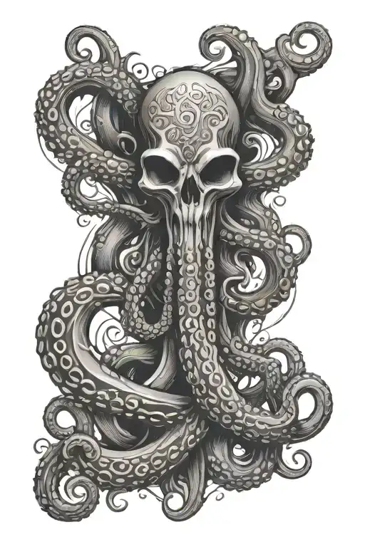 A Trident With Octopus Tentacles Wrapping Around It