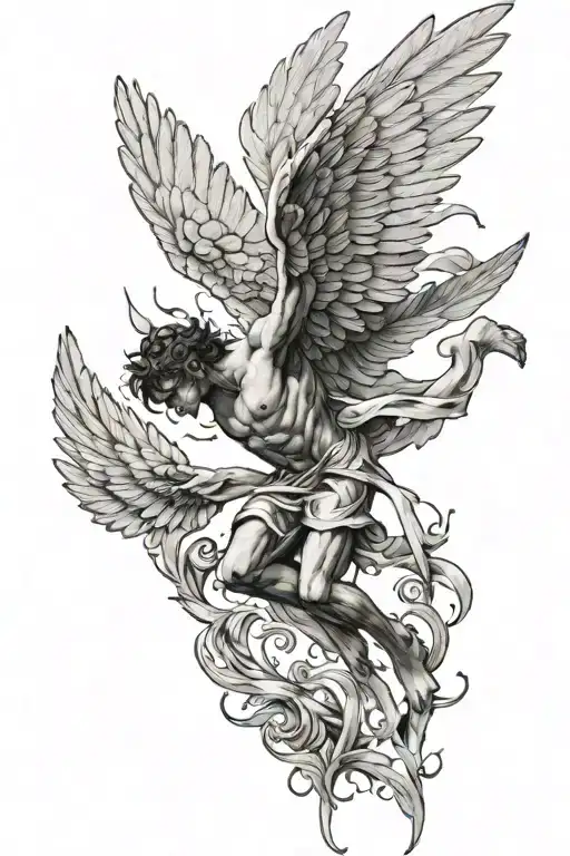 Icarus Falling With Wings Out