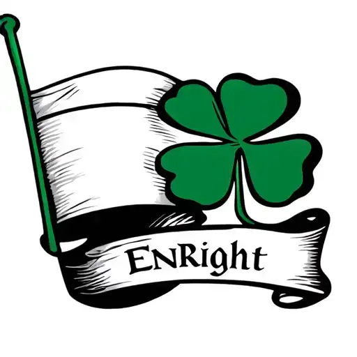 Irish Flag Shamrock With Enright Name Banner