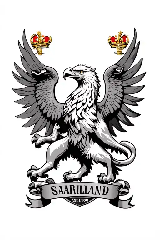 Eagle And Lion And Saarland Coat Of Arms