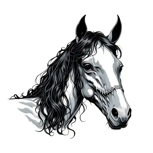 Creepy Girl Looking Dead Horse