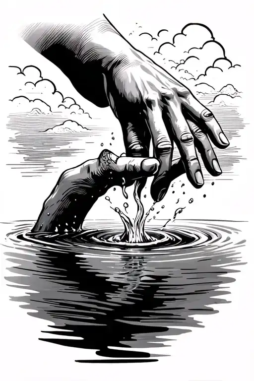 Hand Reaching Into Water