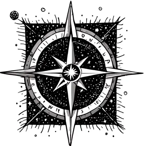 Dipper Constellation With Northern Star As Compass