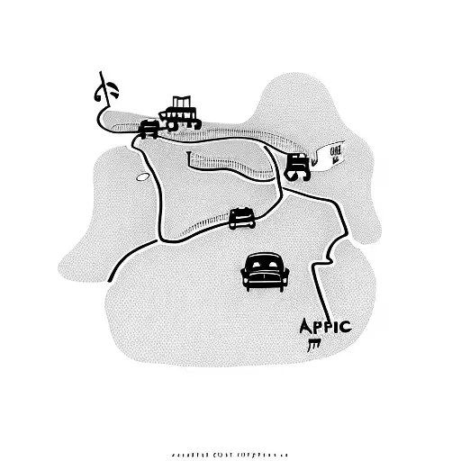 A Roadtrip Map With Music Notes As Landmarks