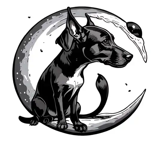 Dog Sitting On Moon