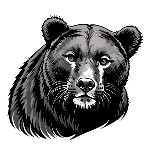 Bear In The Panther Tattoo Style