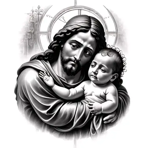 St Joseph With Baby Realism