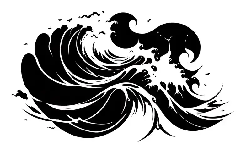 Minimal Ocean Waves For Background Of Existing Tattoo On Forearm