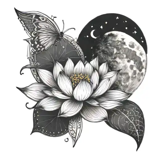 Lotus Flower Ve Moon Phases