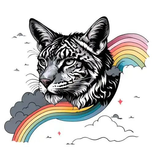 Animal Rainbow Bridge Towards The Clouds