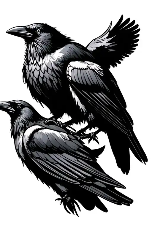 Cuddling Crows Perched Celtic