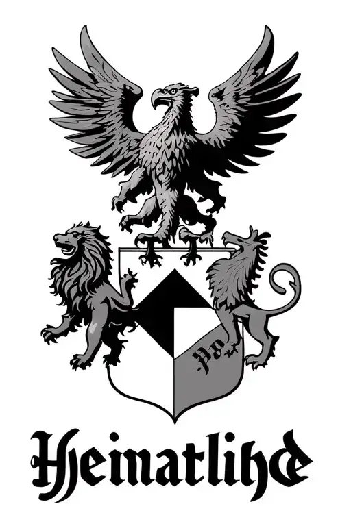 Eagle And Lion And Saarland Coat Of Arms Lettering Heimatliebe