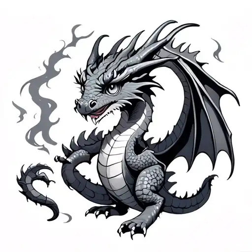 Cute Dragon On Storm