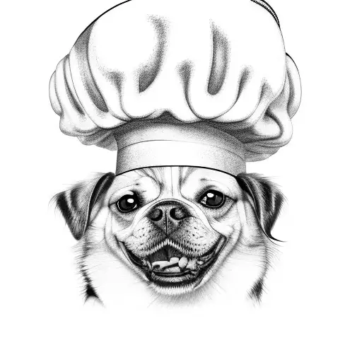 A Realistic Portrait Of A Dog Wearing A Chef's Hat
