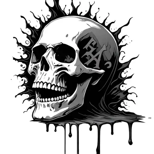 Skull With Letter Spilling Out Of It