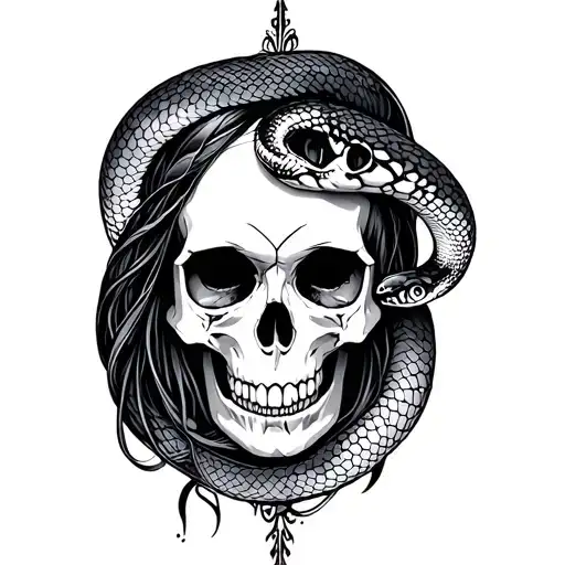 Women Skull With Young Out And Snake