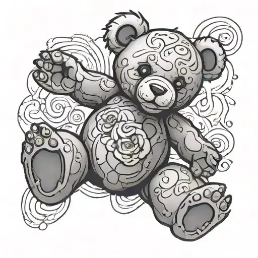 Mangeled Teddy Bear Holding A Brain