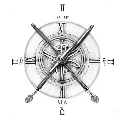 A Clock With Roman Numerals And Surgical Instruments As The Hands