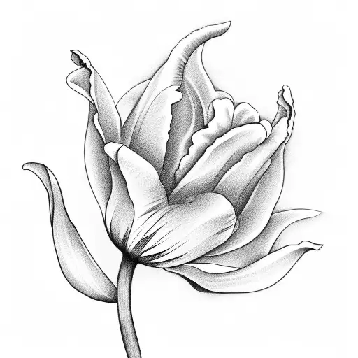 Tulip Flower With Ocean Wave