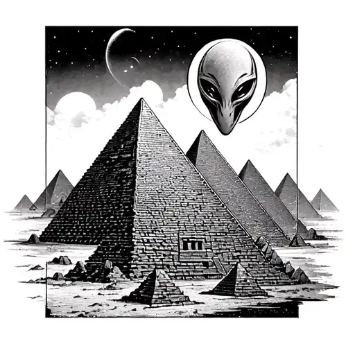 Alien Pyramids Psychedelic Scary