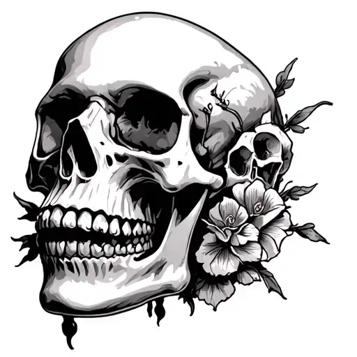 Skull With Memento Mori Incorporated Into The Skull