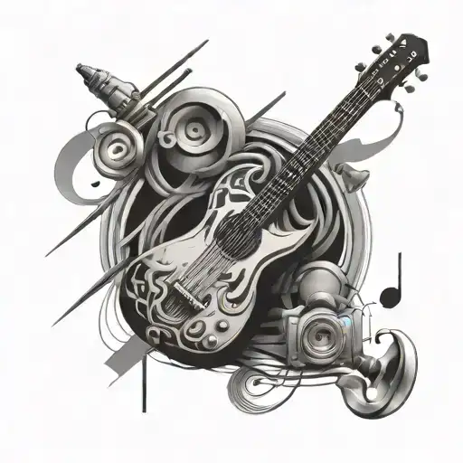 An Abstract Representation Of Favorite Objects Intertwined With Musical Elements