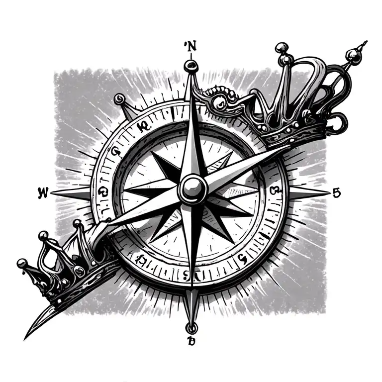 Compass With 1 Queen's Crown Hanging