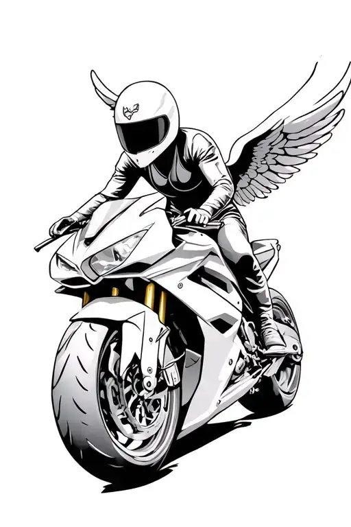 Supersport Bike With Angel Riding
