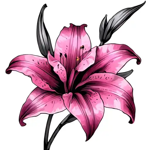 Pink Lily With X-vii-mcmlxxvii As The Stem Wrapped