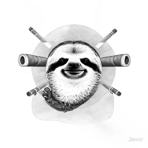 Cigar Smoking Sloth Rambo Machine Gun Muscles