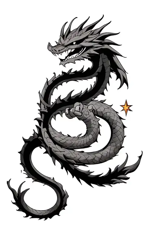 I Want A Picture Of Shenron That Will Wrap Around My Forearm While Holding The Four Star Dragon Ball