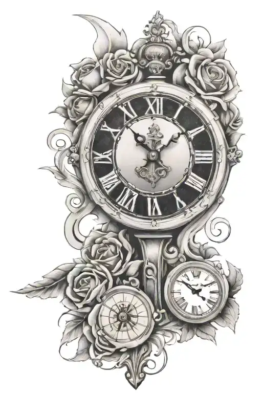 Cross And Clock With Smoke No Roses