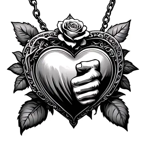 Fist And Heart Shaped Locket Rose Intertwined