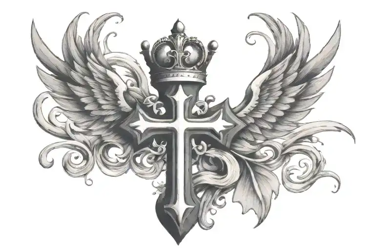 Cross With Wings And A Crown