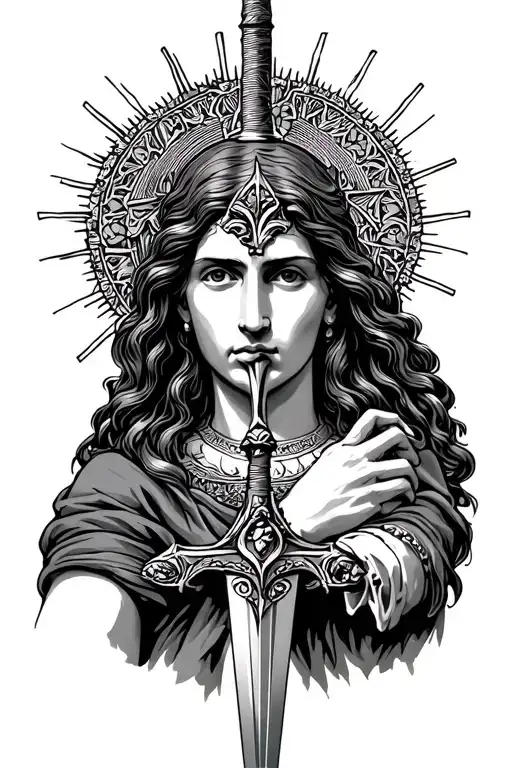 Saint Barbara With Ray And Sword