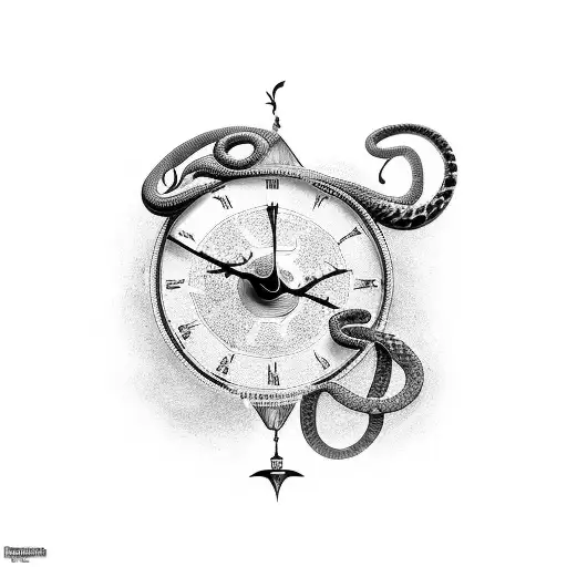 Pendulum Clock With Snake Wrapped Around