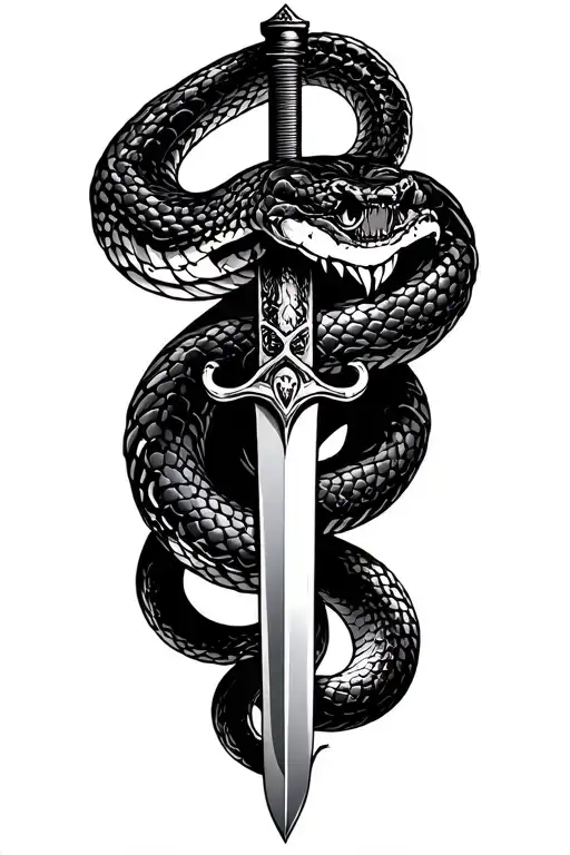 Snake And Sword With Snake Hissing