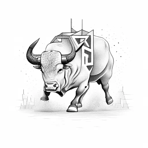 Bull Charging Through A Maze Of Stock Market Tickers