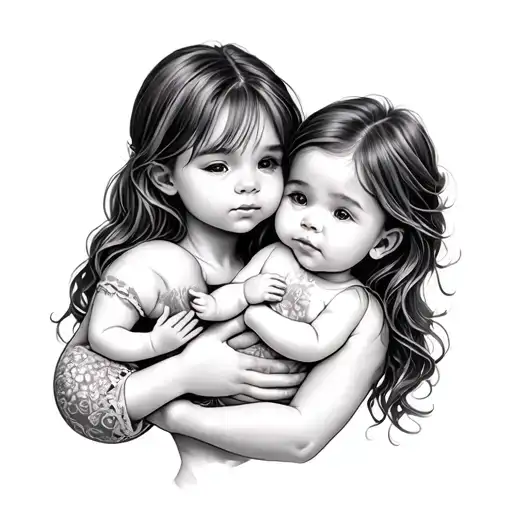 A Girl And The Baby Version Of Her Self Hand To Hand