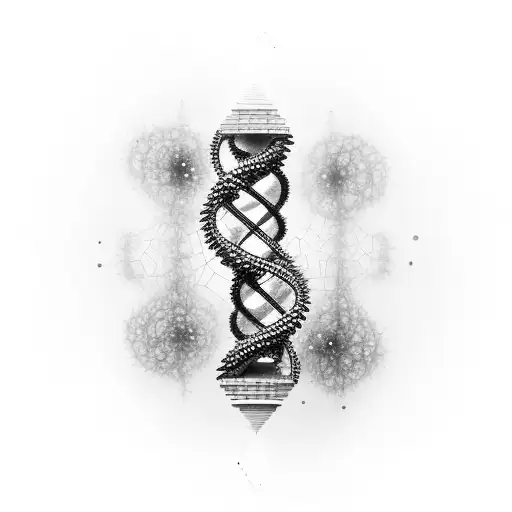 Pillar With Dna Strands Spiraling Around It