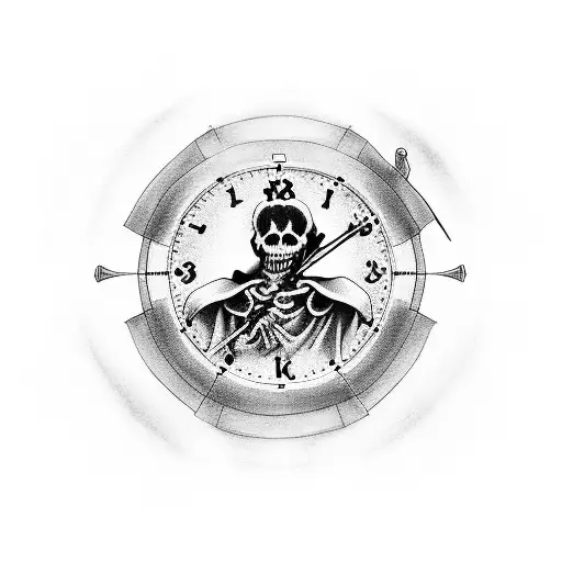 Grim Reaper With Clock That Says Everyone's Time Comes